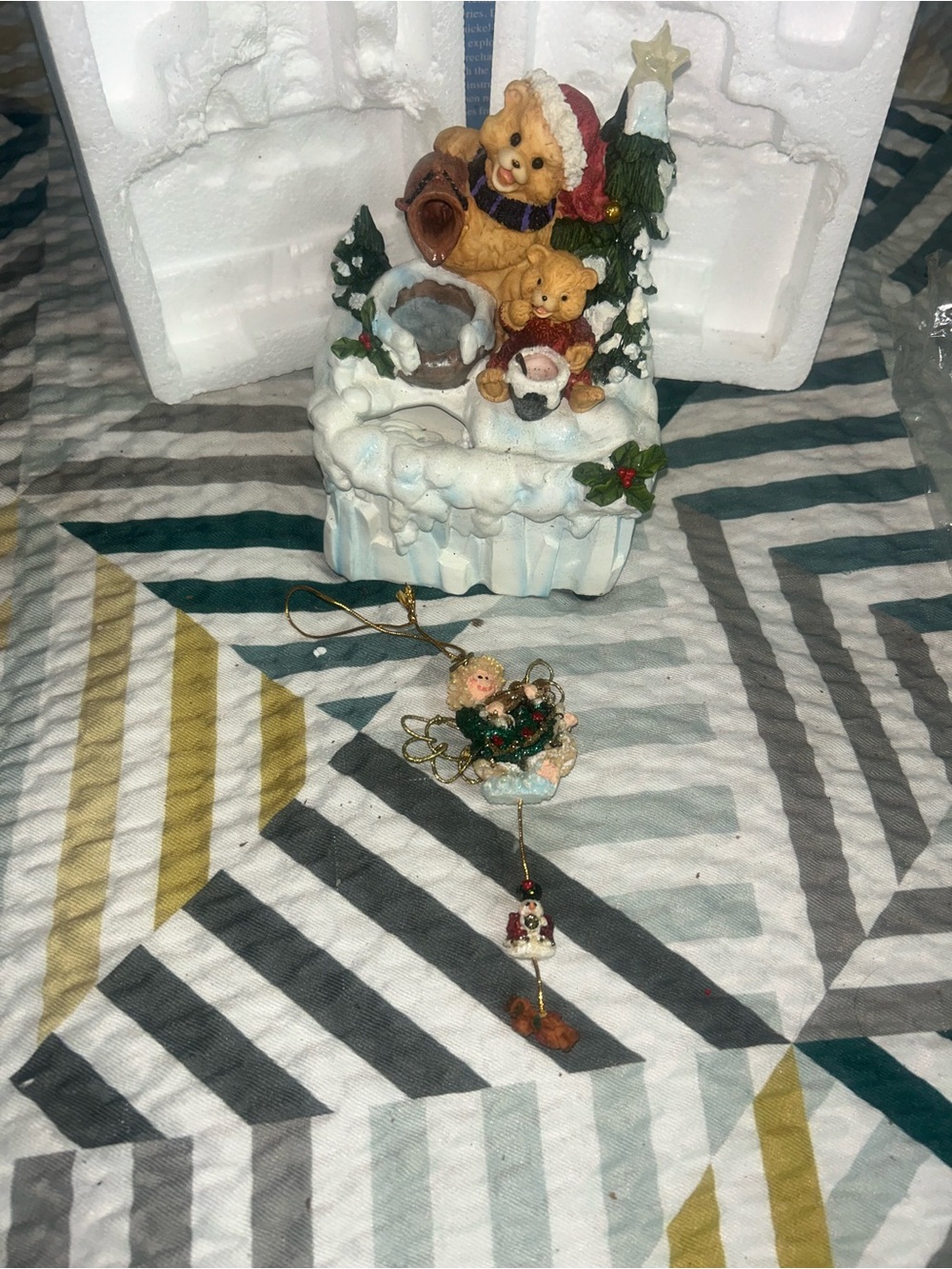 Holiday Bear – White and Green Christmas Décor